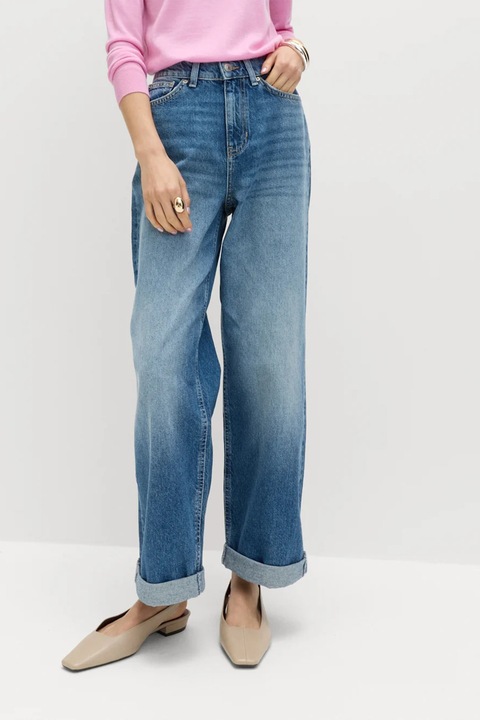 Marks & Spencer, Blugi boyfriend cu terminatii plisate, Albastru deschis