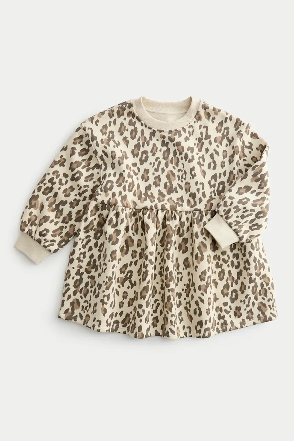 Marks & Spencer, Rochie cu maneci lungi si animal print, Maro, Bej deschis, 90-98 CM