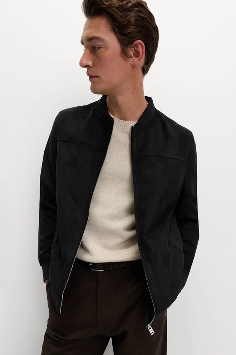 Marks & Spencer, Jacheta cu fermoar si guler baseball, Negru