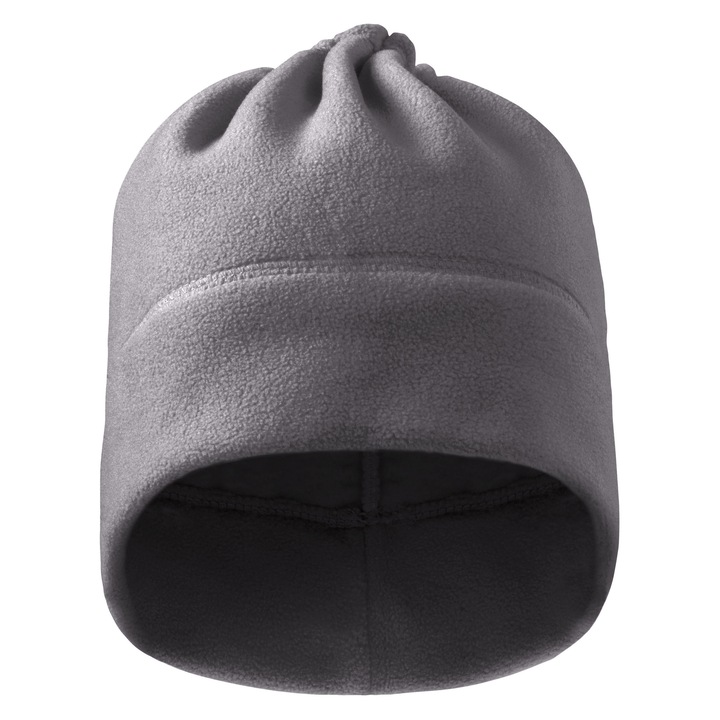 Caciula dama 2-in-1 Geravian, din fleece calduros, gri metalic, poate fi purtata si ca un fular