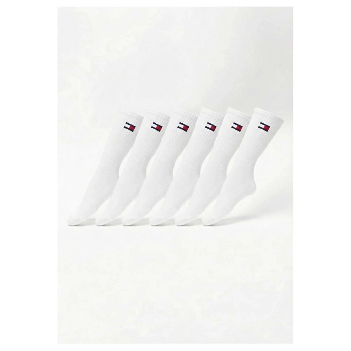 Set sosete lungi unisex cu nervuri, 6 perechi, One Size, Alb, One Size