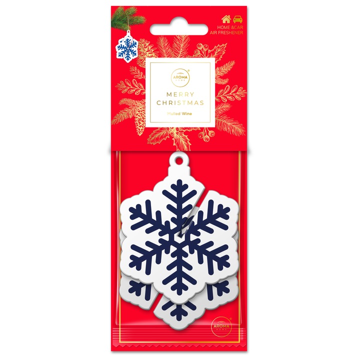 Odorizant auto set Aroma Home, fulg de nea 3D, aroma de vin fiert, albastru, 1g