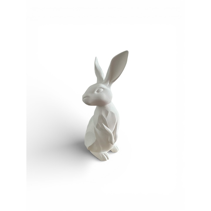 Decoratiune 3D Iepuras de Paste Alb, 15 cm, Material Ecologic