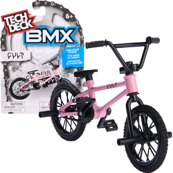 Tech Deck biciclete mici pentru degete BMX mini bike pentru degete Cult roz + autocolante