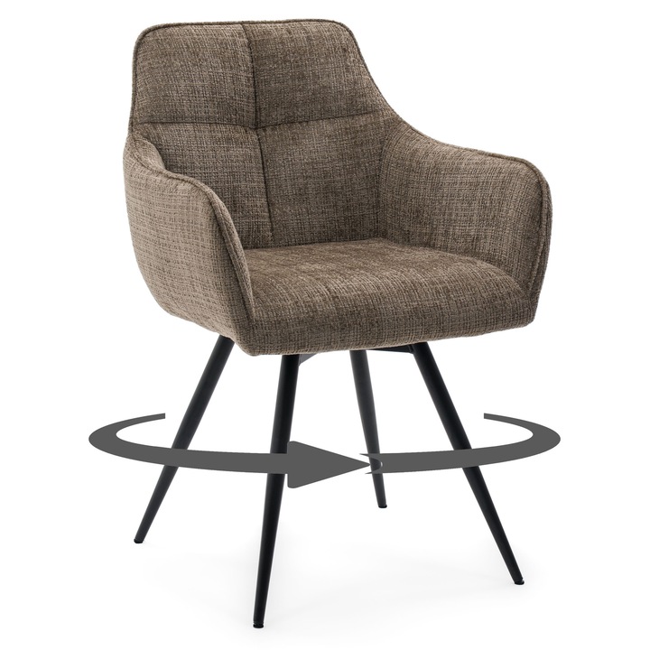 Тапициран въртящ се стол New Home Quattro, кафяв, 86x58x60см, височина на седалката 50см, максимално тегло 130кг