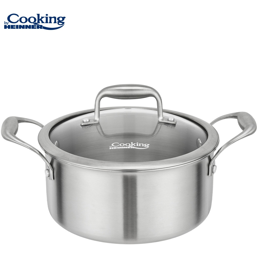 Oala cu capac sticla Cooking by Heinner ATOMIC3, inox, 3 straturi, inductie, 20 x 10 cm, 2.8 L