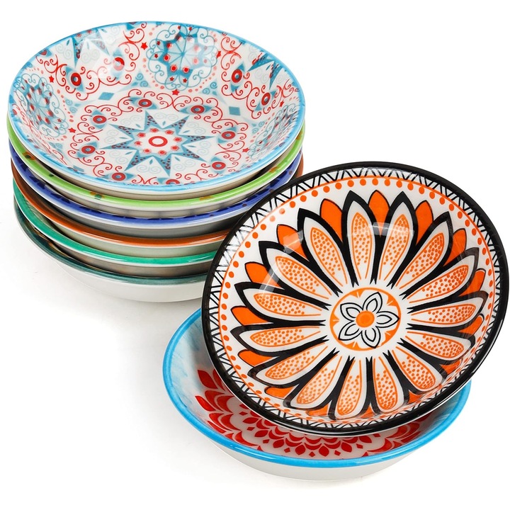 Belle Vous 8 darabos szószos tálkák készlete, porcelán, 10 x 2.4 cm, 70 ml, Többszínű