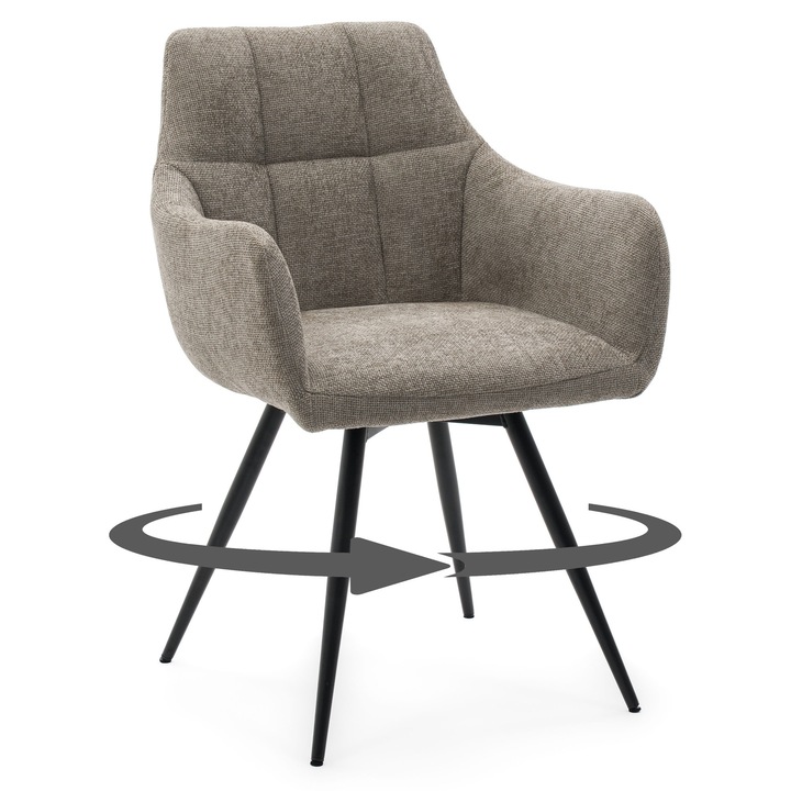 Тапициран въртящ се стол New Home LUGANO, тъмнобежов, 84x58x59см, поддържа 130кг