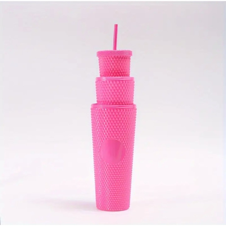 Set de cupe din plastic de diferite dimensiuni - 3 buc. roz