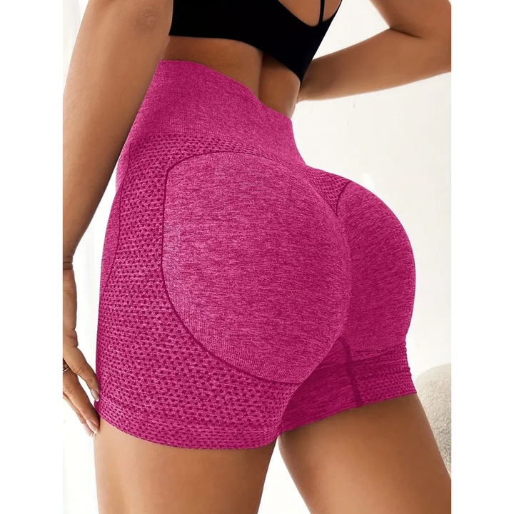 Pantaloni scurți de damă sport cu talie înalt - 36875, Roz