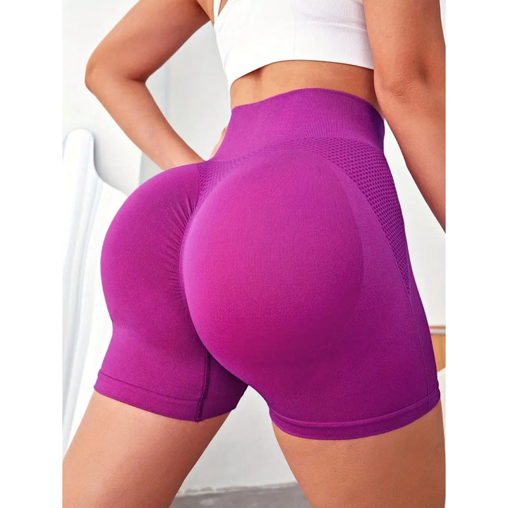 Pantaloni scurți sport de damă cu talie înalt - 312987, Lila