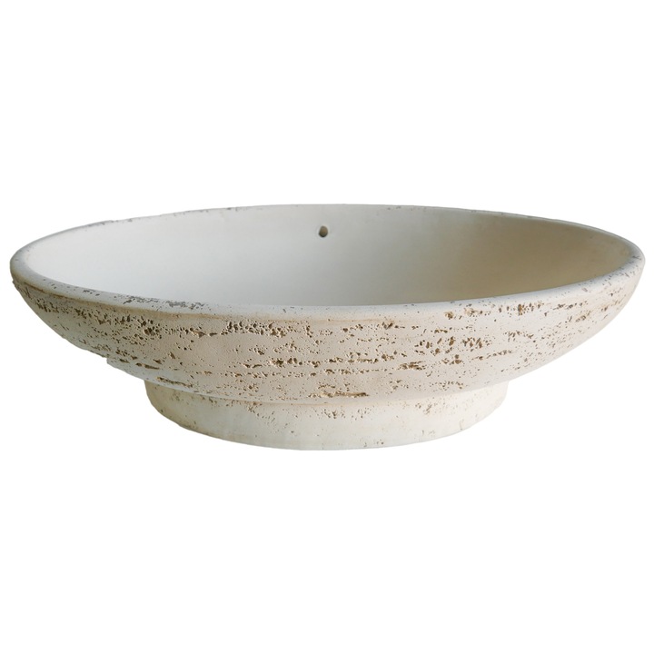 Lavoar Baie CONCA din Travertin Natural, Chiuveta pe Blat, Design Elegant, Model Oval Modern