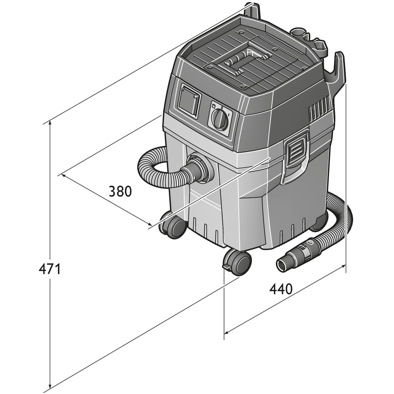 Aspirator umed/uscat Fein Dustex 25 L Set, 1380 W, 22 l, inclus 4 m furtun aspirare, 8 kg