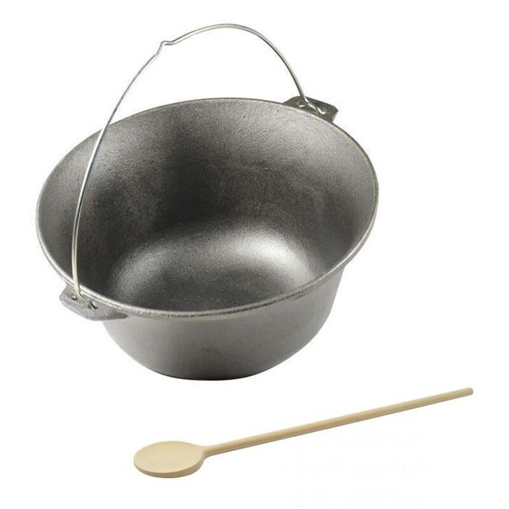 Ceaun fonta emailat Perfect Home, 10.8 L, cu lingura de lemn, 37.5x17cm