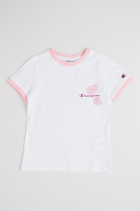 Champion, Pamutpóló kontrasztos szegélyekkel, Fehér/Rózsaszín