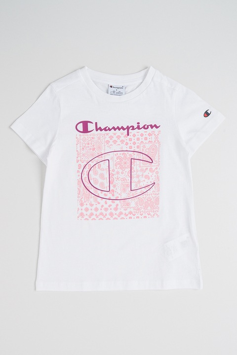 Champion, Kerek nyakú virágmintás póló, Fehér/Rózsaszín
