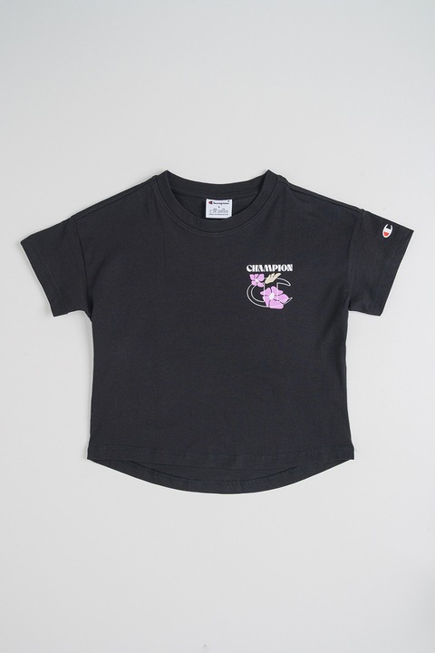 Champion, Virágmintás póló, Fekete/Világoslila