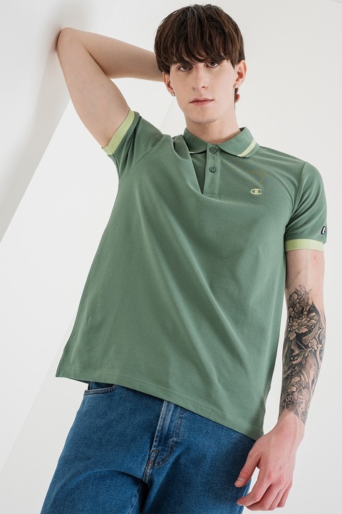 Champion, Tricou polo cu detalii contrastante, Verde sparanghel