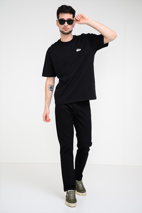 Champion, Tricou din bumbac cu aplicatie brodata, Negru