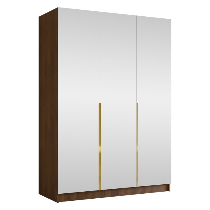 Dulap cu oglinda Mirpat III, MIRJAN 24, nuc warmia + auriu, 58x150x215 cm