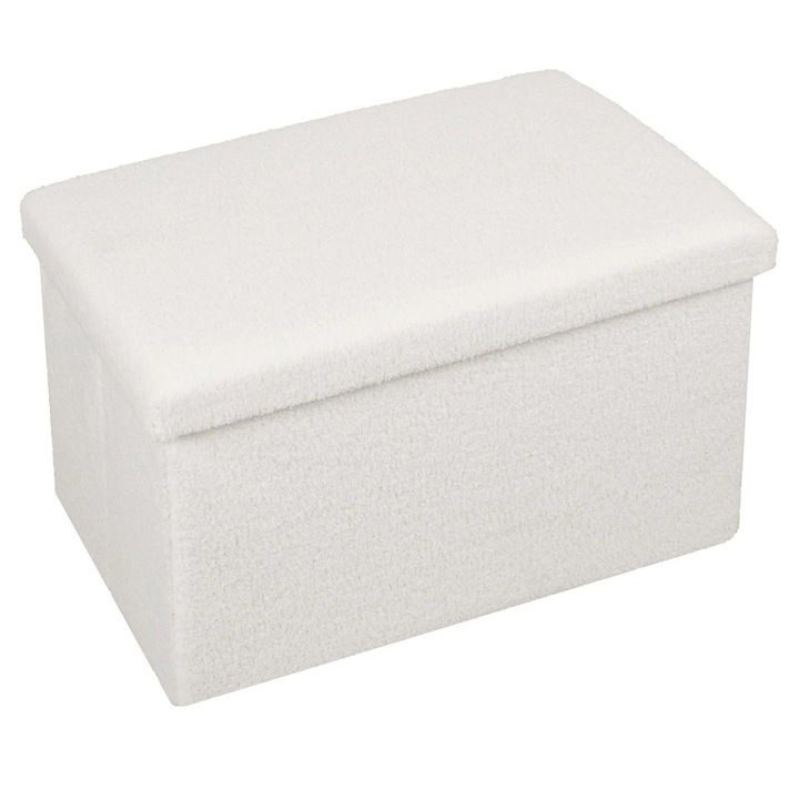 Табуретка Home, Дърво, Полиестер, Пространство за съхранение, Капак, До 70 кг, 60x36x36 см, Бял