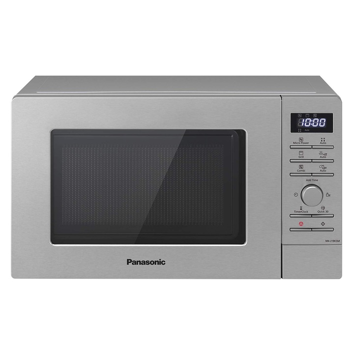 Panasonic NN-J19KSMEPG cuptor cu microunde si gratar cu placa rotativa, 20 litri, inox, 800 W, gratar 1000 W, 9 programe automate, argintiu