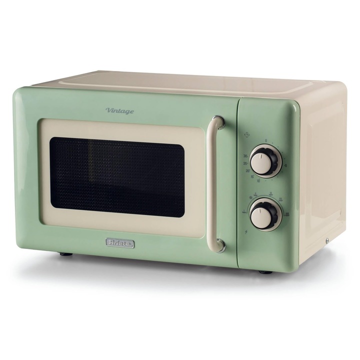 Cuptor cu microunde Ariete 3960 vintage, 800 W, capacitate 20 l, 3 functii, 6 trepte de gatit, timer, verde