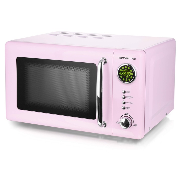 Cuptor cu microunde Emerio MW-112141, 700 W, 20 litri, design retro, roz