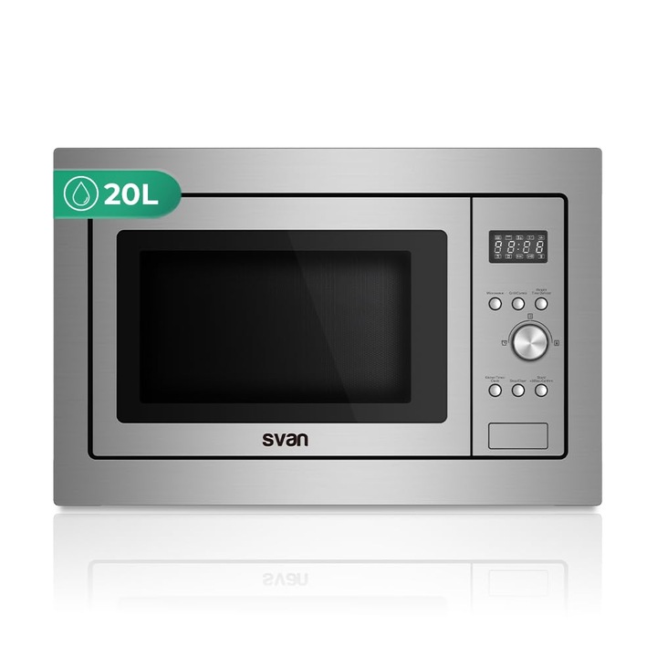 Cuptor cu microunde Svan cu gratar din inox SMWI2701DGX, 20 litri, 700 W, gratar 1000 W, 8 programe, mod dezghetare, invelis interior, curatare usoara, timer 95 min