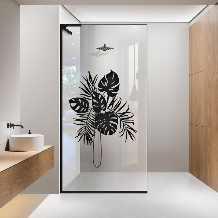 Paravan dus walk-in Aqua Roy ® Minimal Black, model Safari negru, feronerie full inox negru mat, sticla 8mm clara, securizata, anticalcar, 80x195 cm