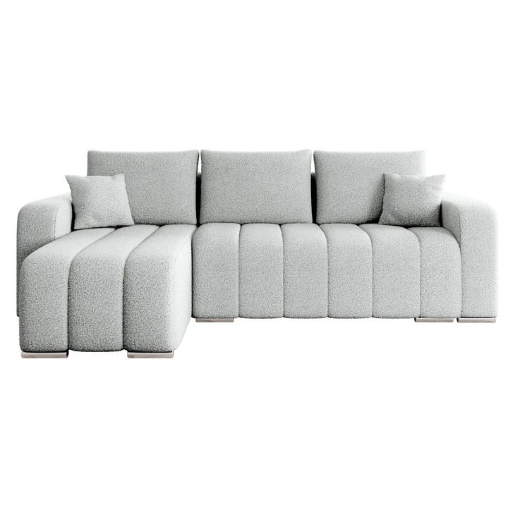 Coltar living extensibil Wiator Boucle, MIRJAN 24, gri, 147x244x86 cm