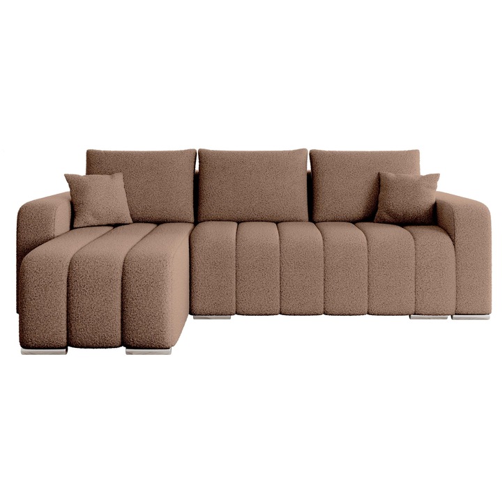 Coltar living extensibil Wiator Boucle, MIRJAN 24, maro, 147x244x86 cm