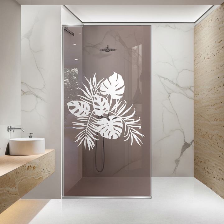 Paravan dus walk-in Aqua Roy ® Minimal Inox, model Safari alb, feronerie full inox, sticla 8mm bronz, securizata, anticalcar, 80x195 cm