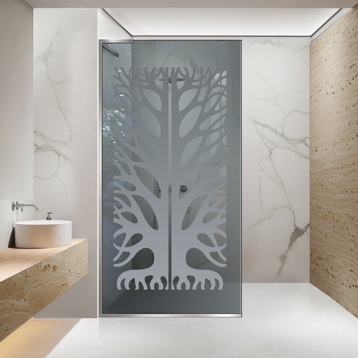 Paravan dus walk-in Aqua Roy ® Minimal Inox, model Eden incolor, feronerie full inox, sticla 8mm gri, securizata, anticalcar, 80x195 cm