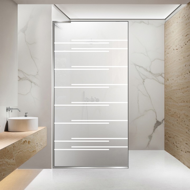 Paravan dus walk-in Aqua Roy ® Minimal Inox, model Axis alb, feronerie full inox, sticla 8mm mata, securizata, anticalcar, 90x195 cm