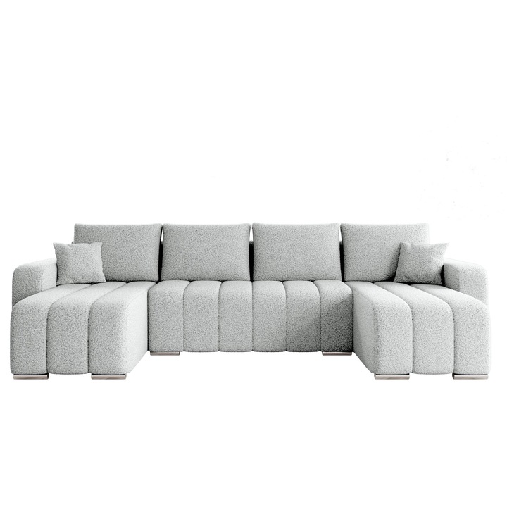 Canapea in forma de U Wiator U, 6 locuri Boucle, MIRJAN 24, gri, 147x313x86 cm