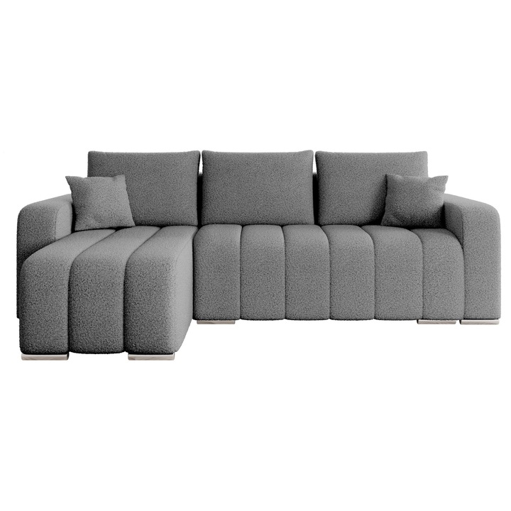 Coltar living extensibil Wiator Boucle, MIRJAN 24, gri inchis, 147x244x86 cm