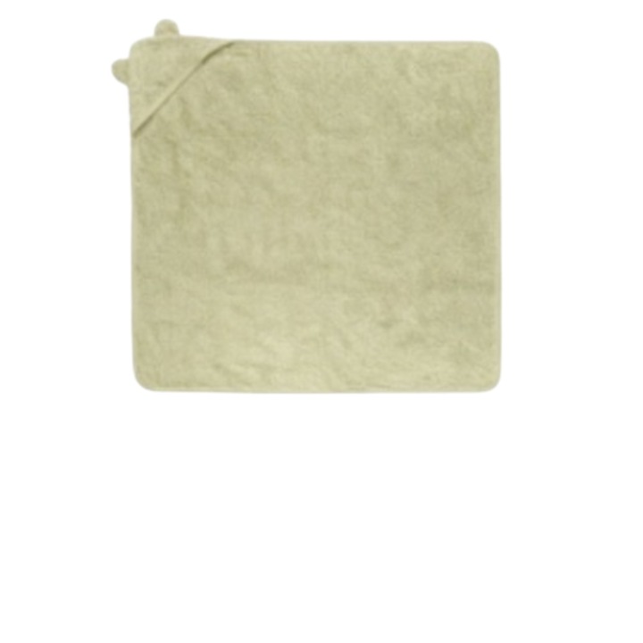 Prosop de baie pentru copii BabyTeo cu gluga, bambus si bumbac, moale, absorbant, sage green