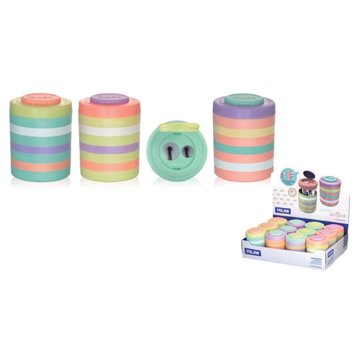 Ascutitori MILAN, colectia SUGAR, set 12 buc, 5,1x3,7cm, multicolor