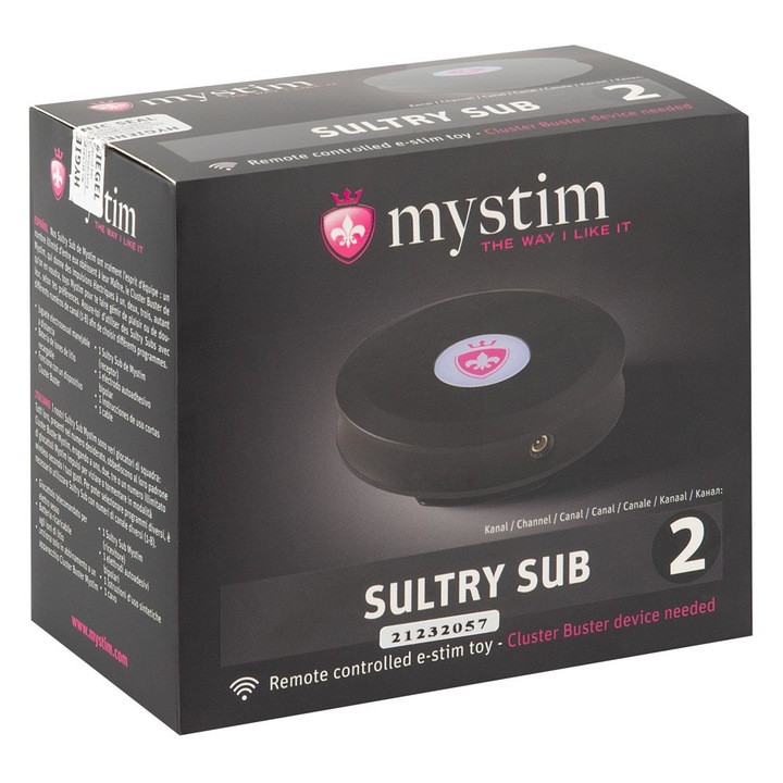 Jucarie electrosex Mystim Sultry Sub, controlata prin canal 2, cablu USB inclus, neagra