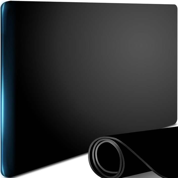 Mouse pad gaming XXL, covoras birou antiderapant, impermeabil, suport tastatura si mouse, rezistent la uzura, cusaturi intarite, negru, 90 x 45 cm