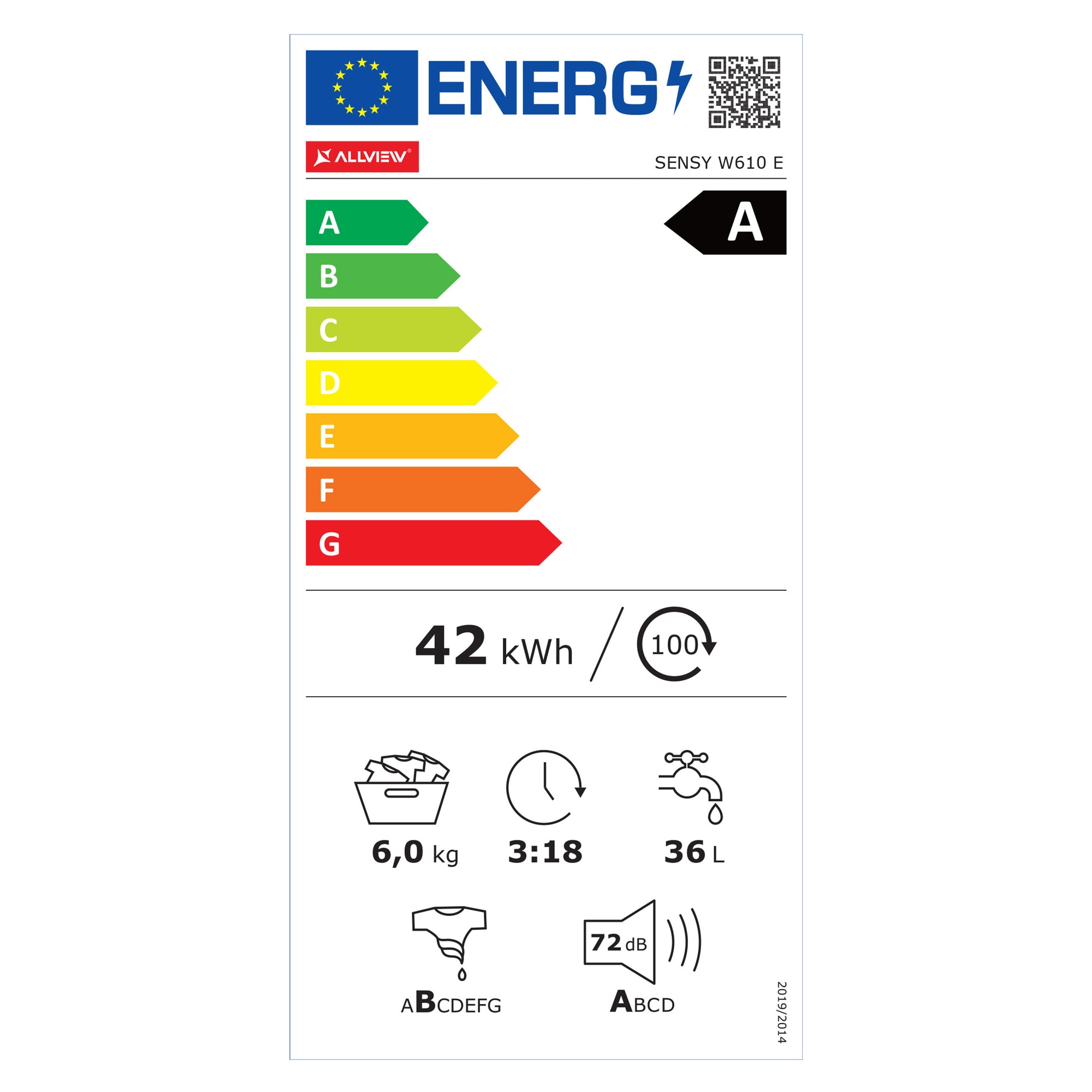 Masina de spalat rufe Allview Sensy 610E, 6 KG, motor Inverter, Super SLIM, 1200 RPM, 11 Programe, Clasa A