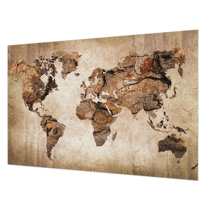 Tapéta Vlies Fali Dekoráció, Wallfluent, Fa térkép, Barna, 104 x 70 cm, Nem Szőtt, Élénk Színek, 010100060020000007735