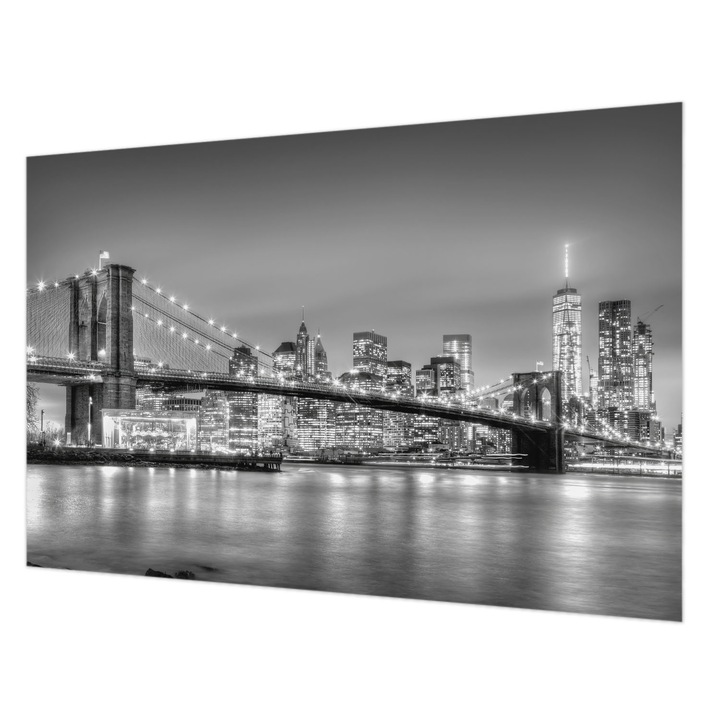 Tapéta Vlies Fali Dekoráció, Wallfluent, A metropolisz hídja, Fekete és fehér, 104 x 70 cm, Nem Szőtt, Modern Belsőépítészeti Dekoráció, 010100060020000008340