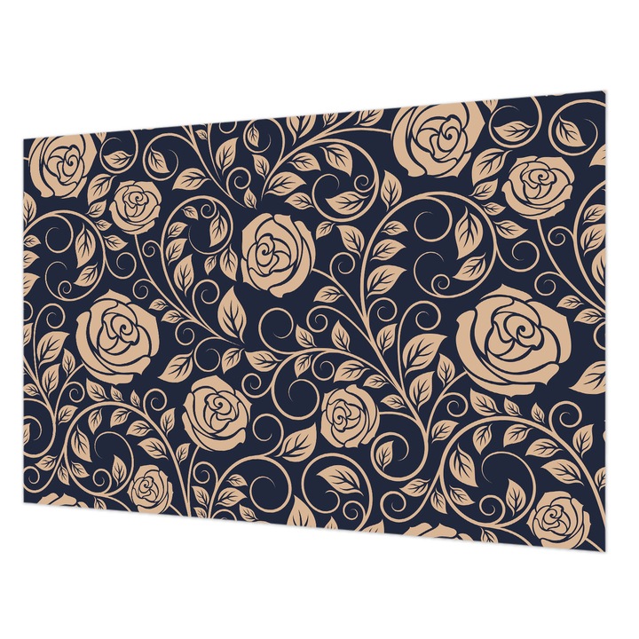 Tapéta Falra, Wallfluent, Romantikus virágok, Tengerészkék, 104 x 70 cm, Nem Szőtt, Stílusos, 010100060020000012886