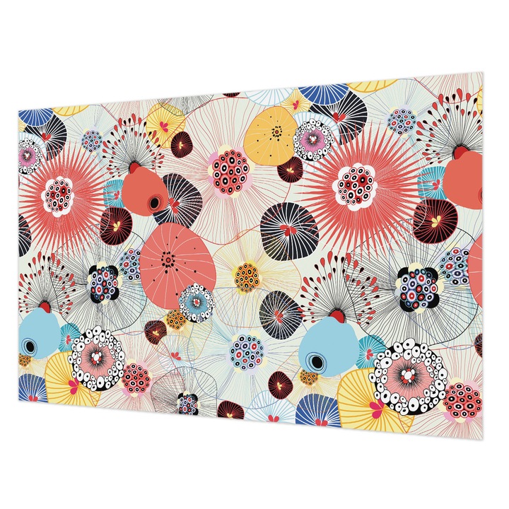 Tapéta Falra, Wallfluent, Színes virágok, Piros, 104 x 70 cm, Nem Szőtt, Élénk Színek, 010100060020000012937