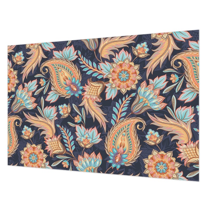 Tapéta Falra, Wallfluent, Virágminta, Tengerészkék, 104 x 70 cm, Nem Szőtt, Modern Tapétatekercs, 010100060020000013164