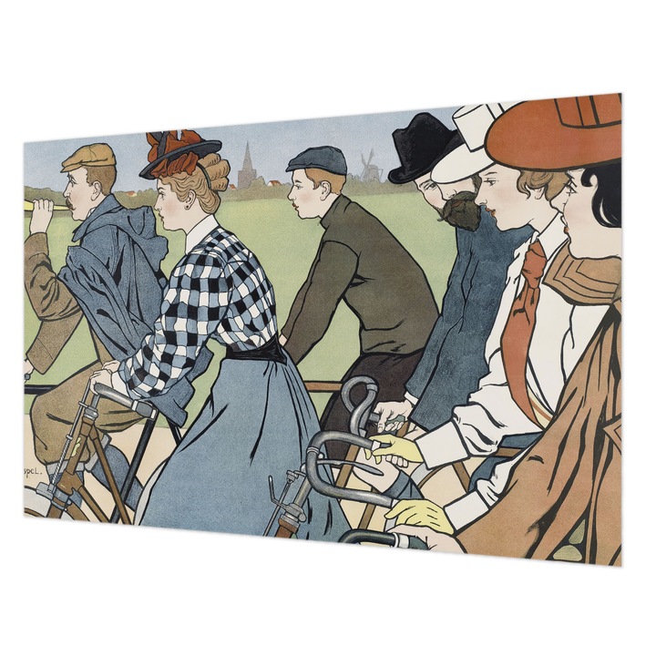 Dekor Tapéta, Wallfluent, Veterán kerékpárosok, Fehér, 104 x 70 cm, Vlies, Fali Dekoráció, 010100060020000031567