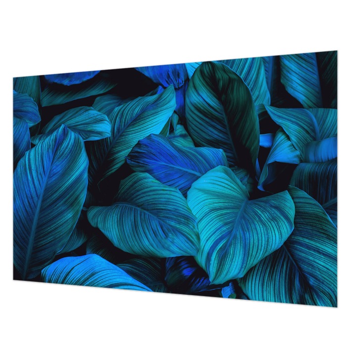 Tapéta Falra, Wallfluent, Kék levelek, Kék, 104 x 70 cm, Nem Szőtt, Modern Belsőépítészeti Dekoráció, 010100060020000049174