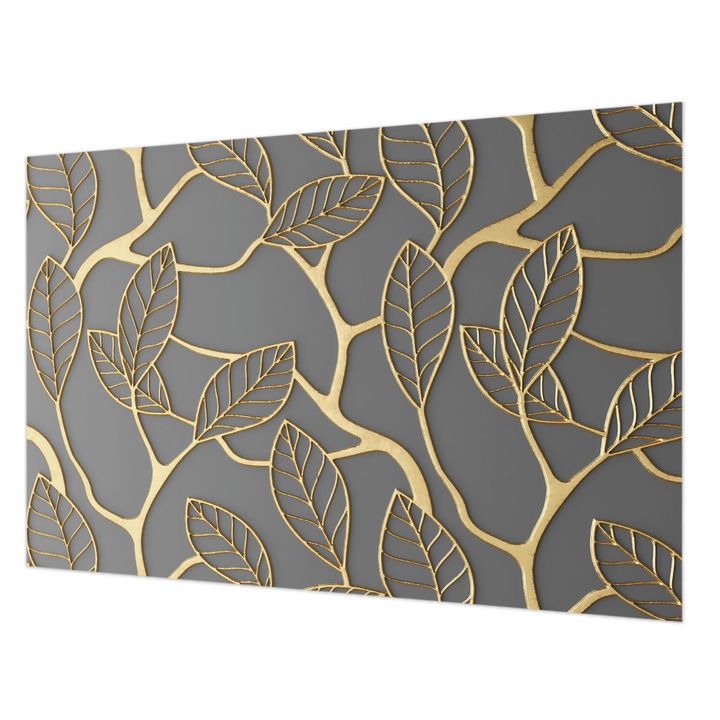 Tapéta Falra, Wallfluent, Elegáns levelek, Szürke, 104 x 70 cm, Nem Szőtt, Könnyen Felszerelhető, 010100060020000056590